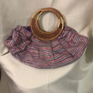 Boho purse with wicker handles